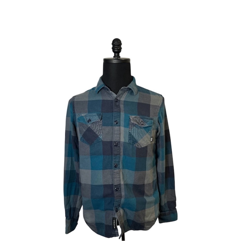 Vans Men's Blue Plaid Button-Up Shirt - Classic Everyday Style